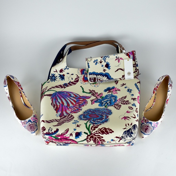Tory Burch Rory Printed Tote In Multi Happy Times - Picture 15 of 16